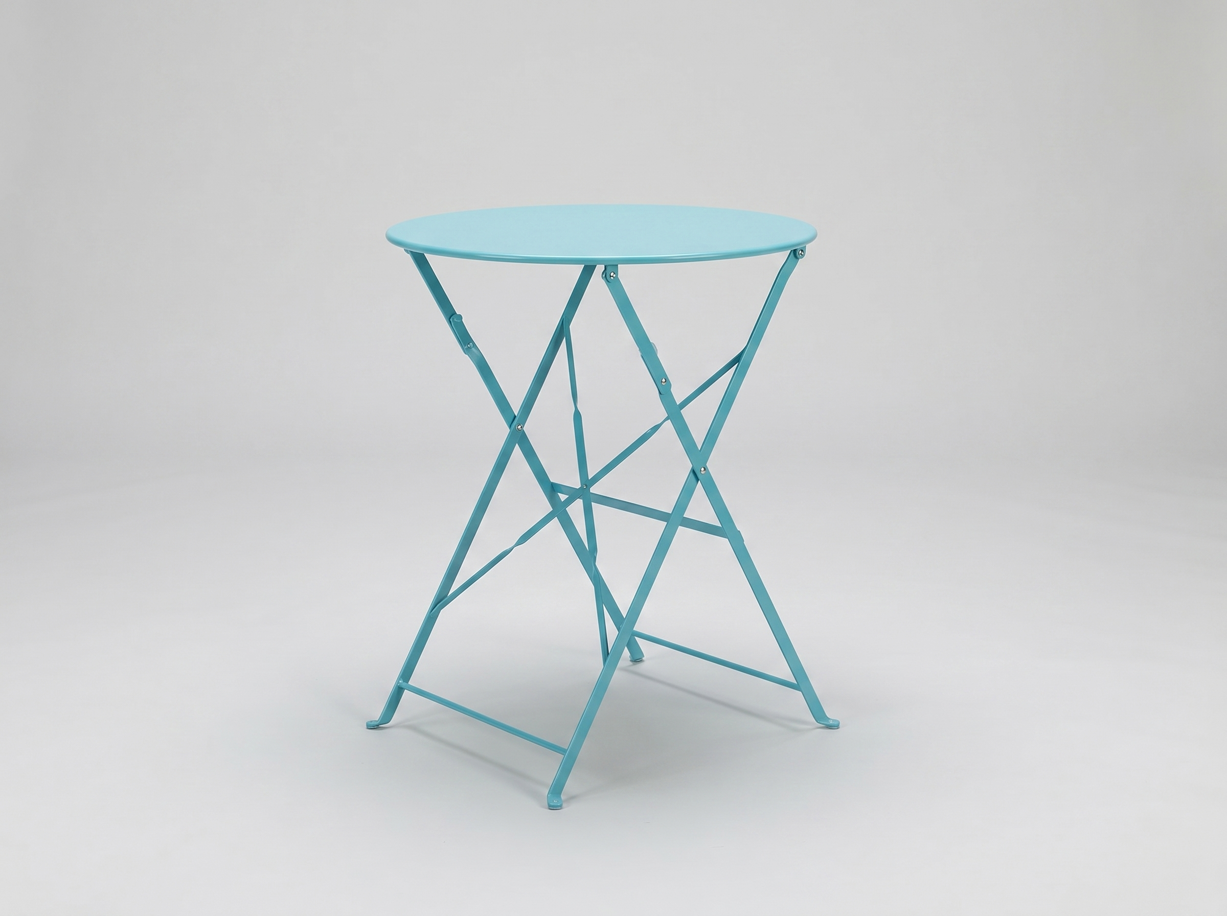 Outdoor Bistro Tisch 59,5cm Rund Blau Stahl - Geneve klappbar