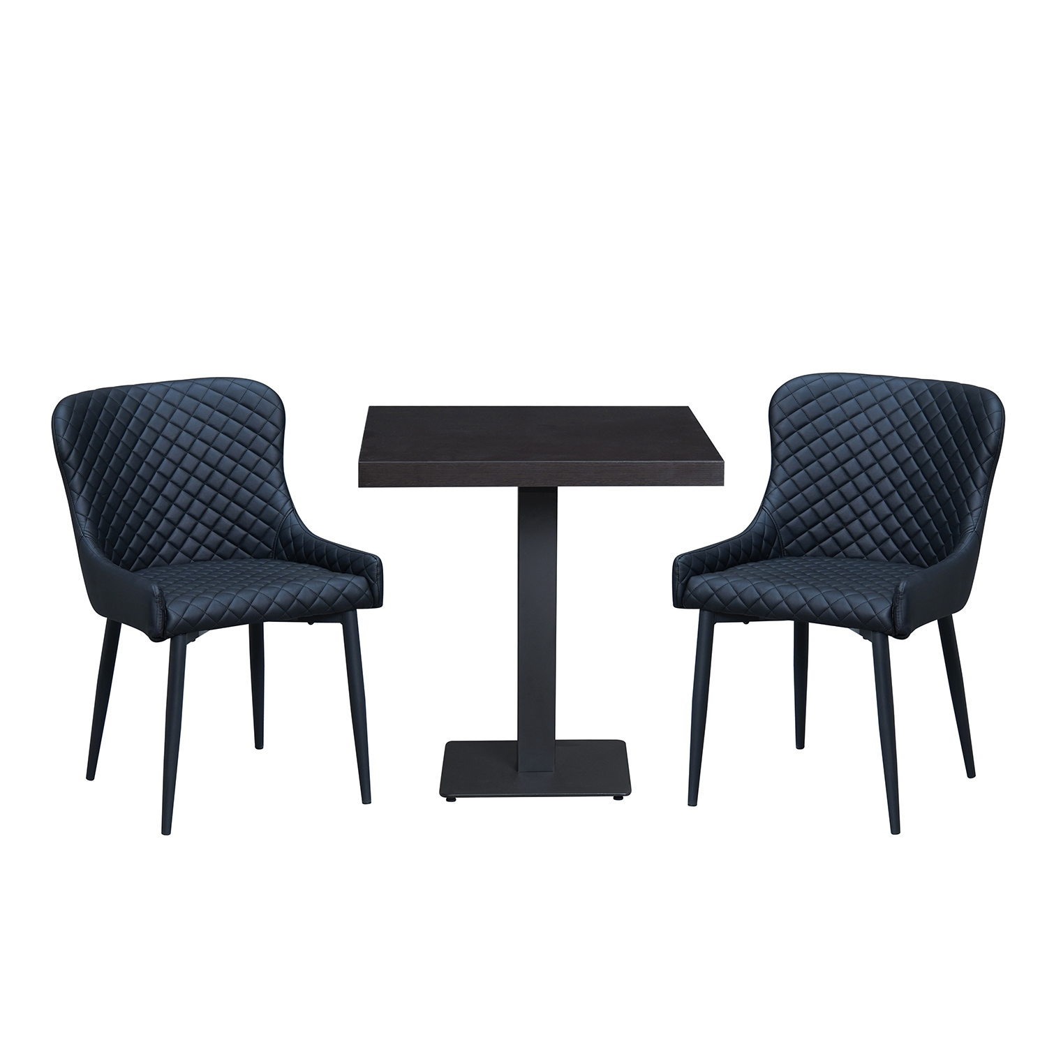 1+2 Set 80x80 Restaurant Artus Hotel Bistro Tisch Stühle Gastronomie Möbel Schwarz-SW10303