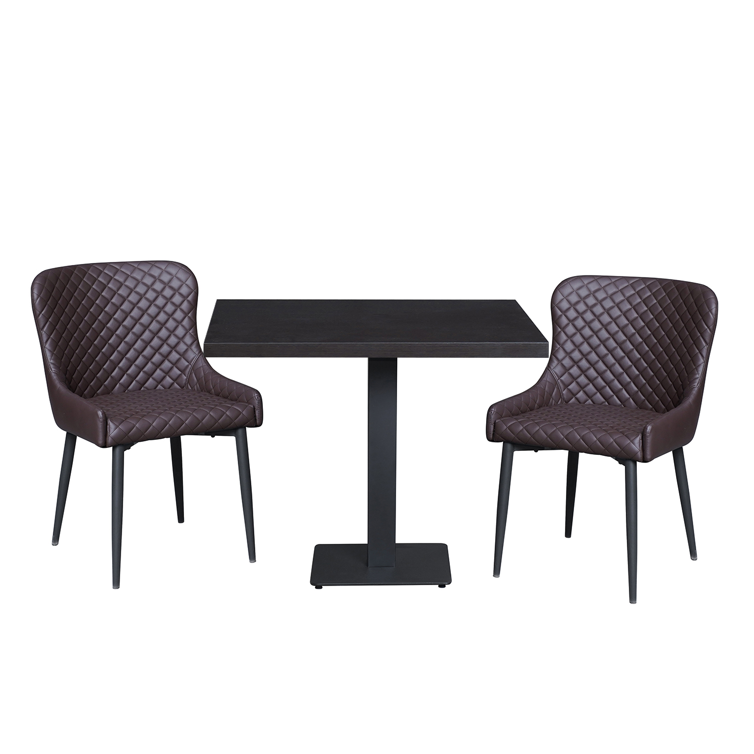 1+2 Set 80x80 Restaurant Artus Hotel Bistro Tisch Stühle Dunkelbraun-SW10302