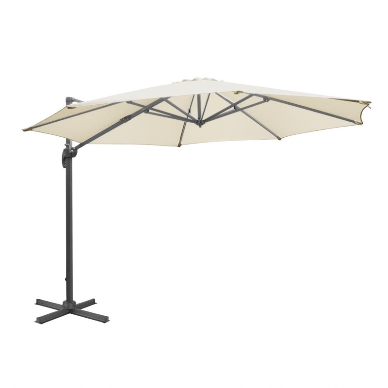 Sonnenschirm Ampelschirm Creme Weiß Rund 3,5m - 360° drehbar Kurbelsystem Gastroschirm