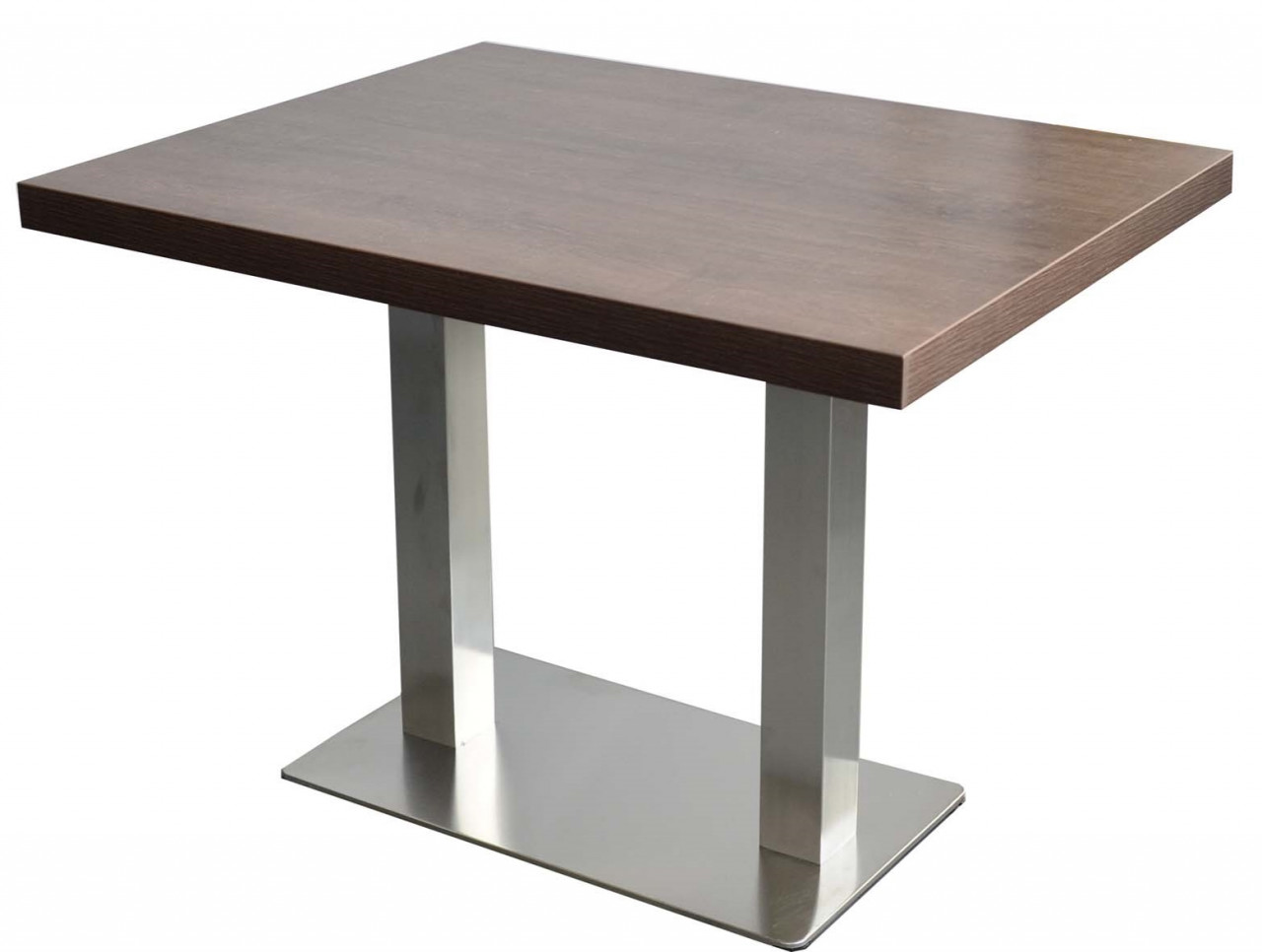 Restaurant Bistro Tisch 100x80x3,6cm Palermo Walnuss Braun Tischbein Silber